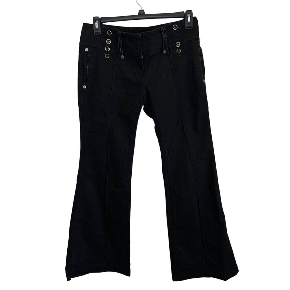 River Island Womens Black Buttoned Skinny Kick Flared Jeans UK 14R